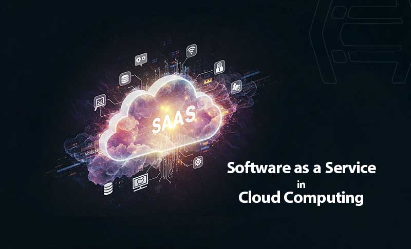  A visual representation of SaaS (Software as a Service) in cloud computing, highlighting the interconnectedness and dynamism of the platform. 