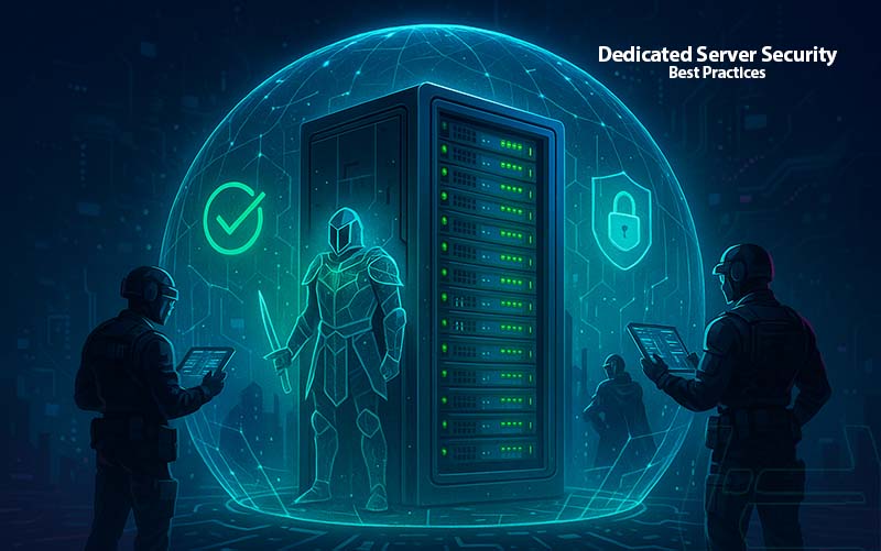 Fortify Your Hosting — A visual metaphor for advanced dedicated server security systems protecting sensitive data with futuristic precision.