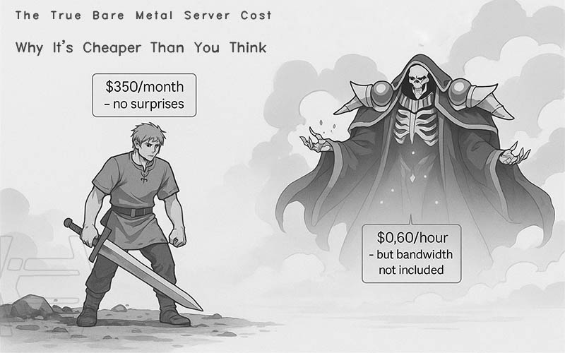 Bare metal server cost vs cloud: The grounded power of predictable pricing compared to the hidden fees of cloud infrastructure.