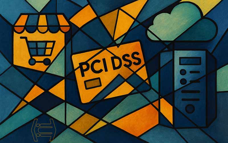 PCI DSS compliance in 2025, visualized through Cubism — securing e-commerce transactions with structured protection and trust.