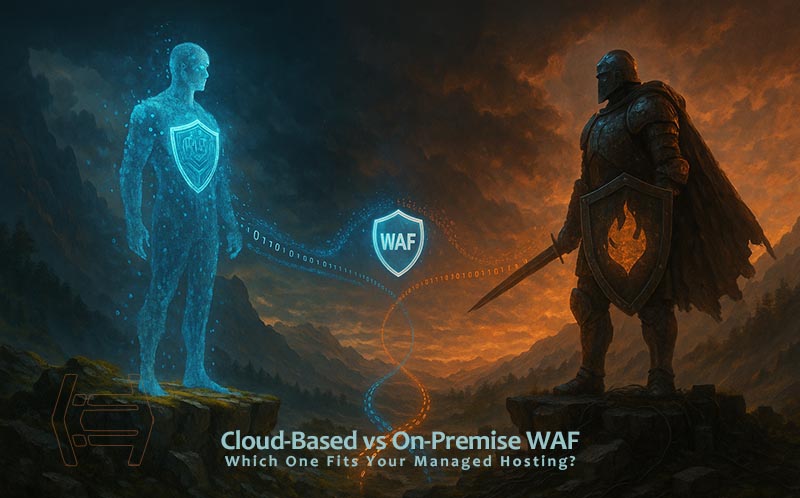 The eternal balance between scalability and control — a visual metaphor for cloud based WAF vs on premise WAF in managed hosting environments.